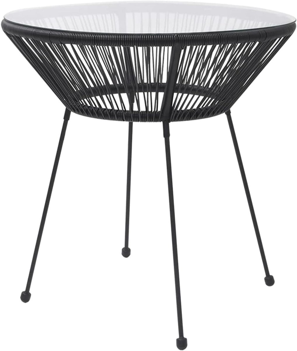 Tuin Eettafel - Buiten Tafel - Genieten Buiten - Rotan Look - Ø70x74 cm - Zwart