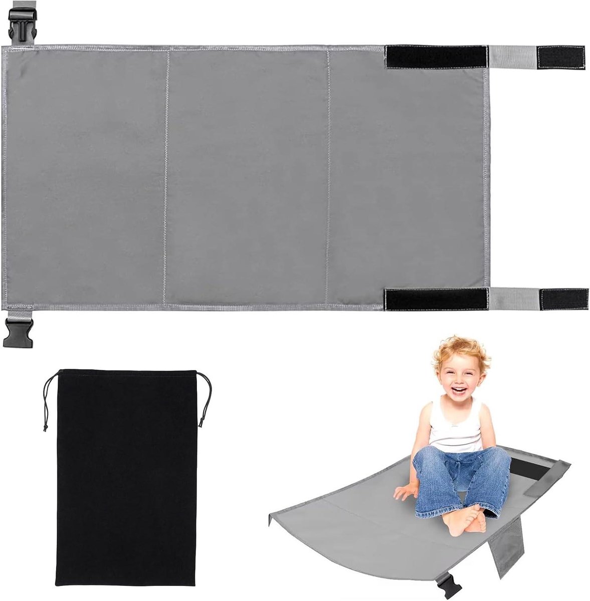 Vliegtuig Voetsteun - Reis Hangmat - Comfortabel Reizen - Verstelbare Lengte - 79 x 44 cm - Zwart