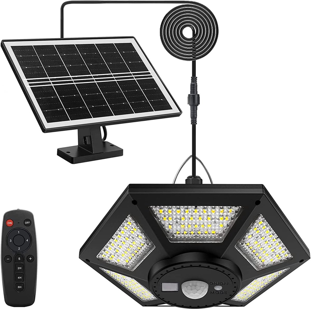 SnelShoppen - 180 LED Solar Lamp voor Binnen en Buiten - 1200 lm Hanglamp met 5 Verlichtingsmodi en Afstandsbediening - IP65 Waterdicht voor Tuin, Sch