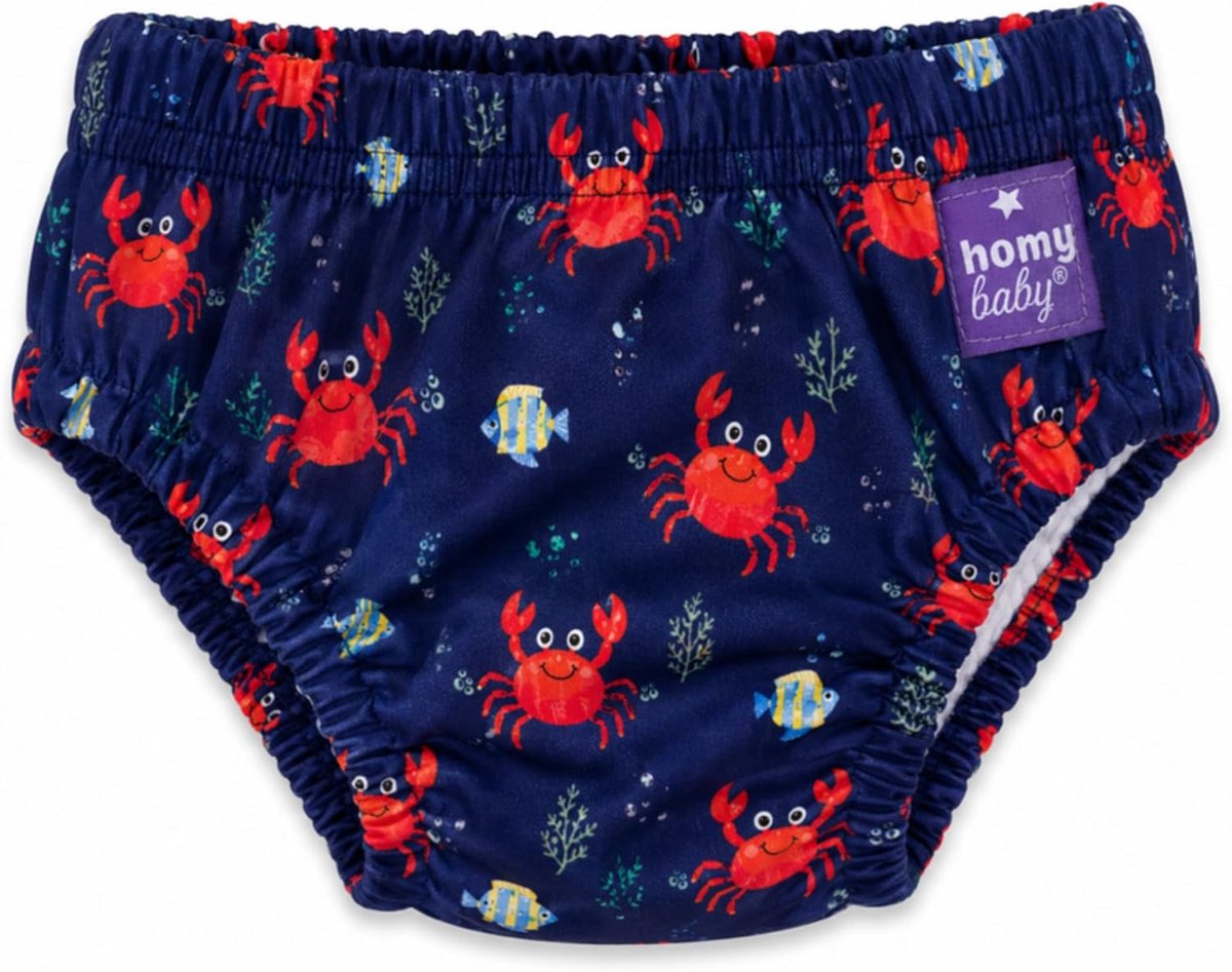 SnelShoppen - Herbruikbare Baby Zwemluier, Wasbare Training Broekjes voor Kinderen 12-24 Maanden, Verstelbaar en Duurzaam, Crab Motief, Ideaal voor Zw