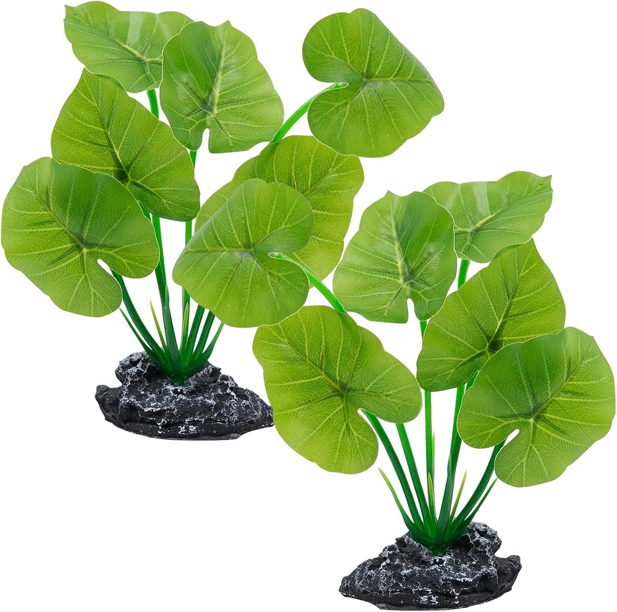 SnelShoppen - Decoratieve Kunstplant voor Aquarium en Terrarium - Driftwood Look met Stevige Hars Basis en Flexibele Plastic Bladeren - Privacy Scherm
