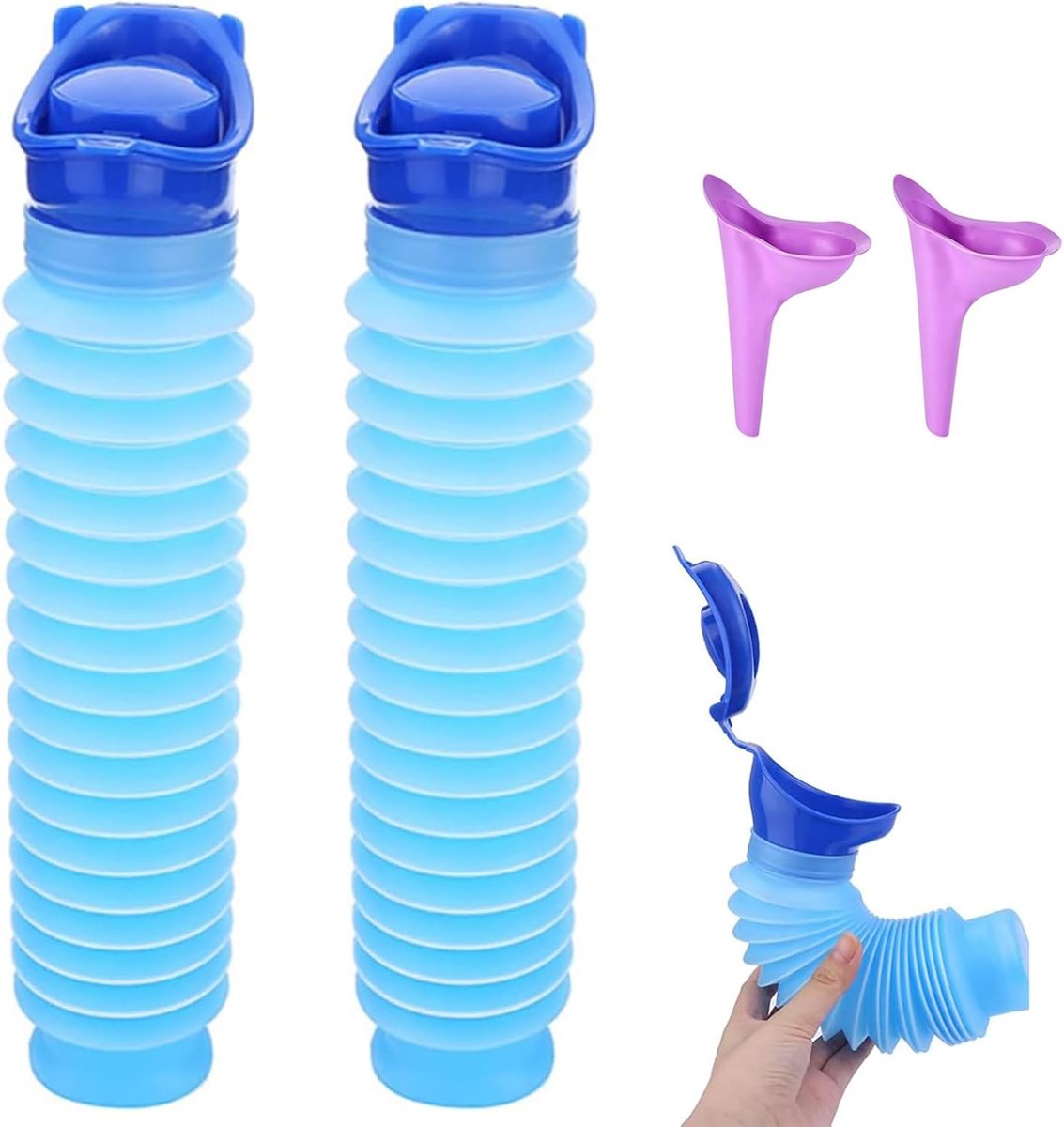SnelShoppen - 2 Pcs Opvouwbare Urinalen voor Mannen en Vrouwen - Herbruikbare Portable Urinal voor Kinderen - 750 ml Capaciteit - Ideaal voor Auto, Ca
