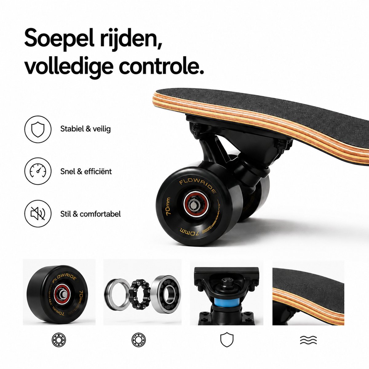 Suotu Skateboard - Longboard - 104.5x25x10cm - ABEC-9 - Schokabsorptie - Jongens - Meisjes - Volwassenen Skateboards — afbeelding 6