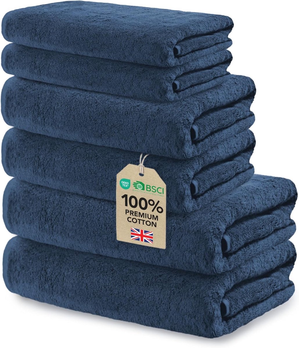 SnelShoppen - Badset - 2 Volwassen Badhanddoeken 70x140cm + 4 Handdoeken 50x100cm - 100% Katoen - Super Zacht & Absorberend - Oeko-Tex Gecertificeerd
