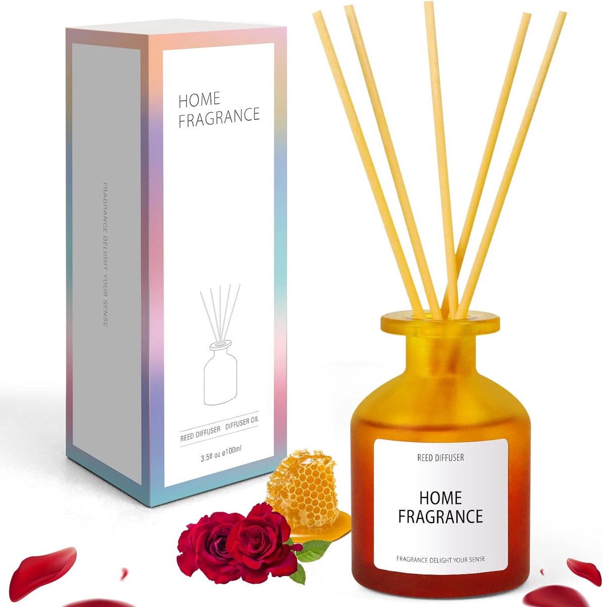 SnelShoppen - Room Fragrance 100ml - Desert Rose Geur, Luchtverfrisser, Geurstokjes, Decoratieve Geurvaas voor Badkamer, Feest, Woonkamer, Kerstcadeau