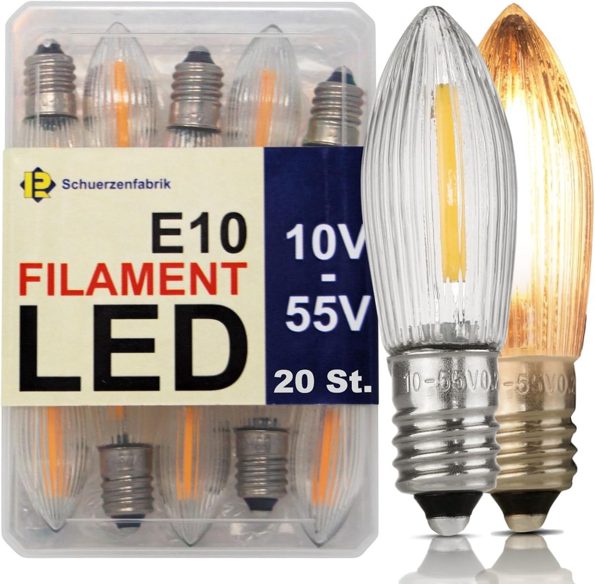 SnelShoppen - E10 LED Taper Candles 20 Stuks 10-55V 0.2W Warm Wit Vervanglampen voor Feestverlichting en Kaarsen Lichten
