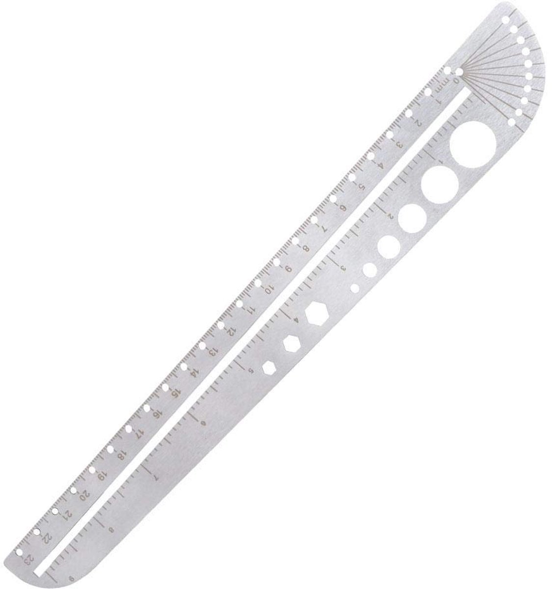 SnelShoppen - Multifunctionele RVS Liniaal 30 cm, Tekenliniaal, Metalen Schaal, Kompas, Geometrische Hoekmeter, Hexagon Bushing, Schoolbenodigdheden