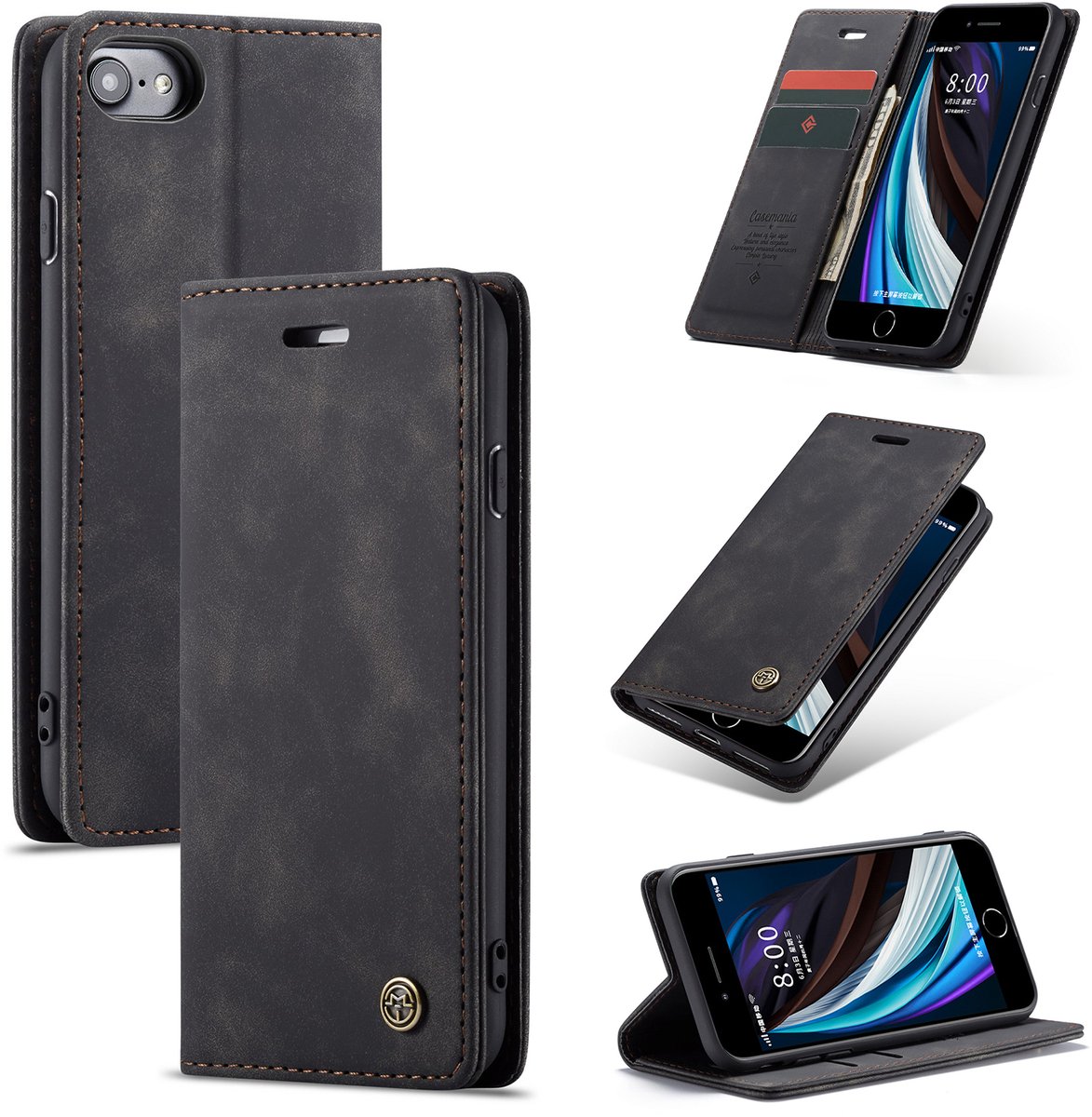 Casemania Hoesje Geschikt voor OnePlus Nord CE5 - Charcoal Gray - Dunne Portemonnee Book Case - Slim Wallet Case met Pasjeshouder