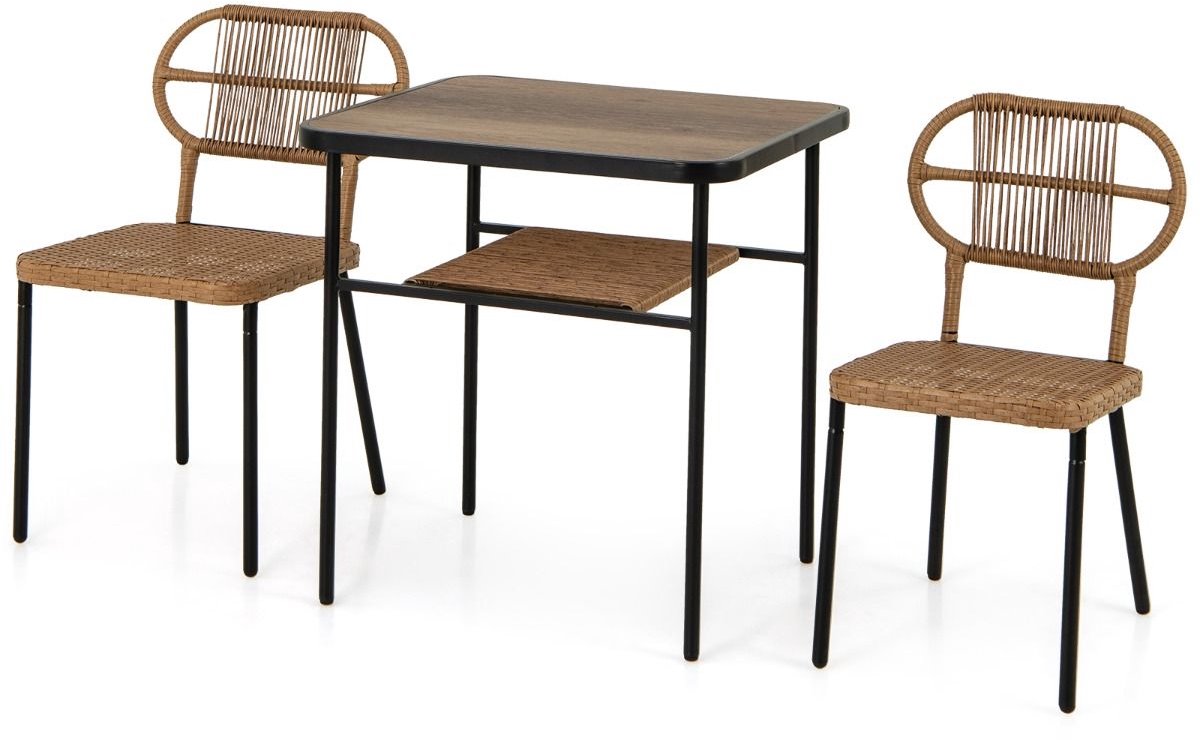 SureDeal® - Eettafel - Delige Tuinset Stapelbare - Plank Metalen - Binnen - Buitengebruik 