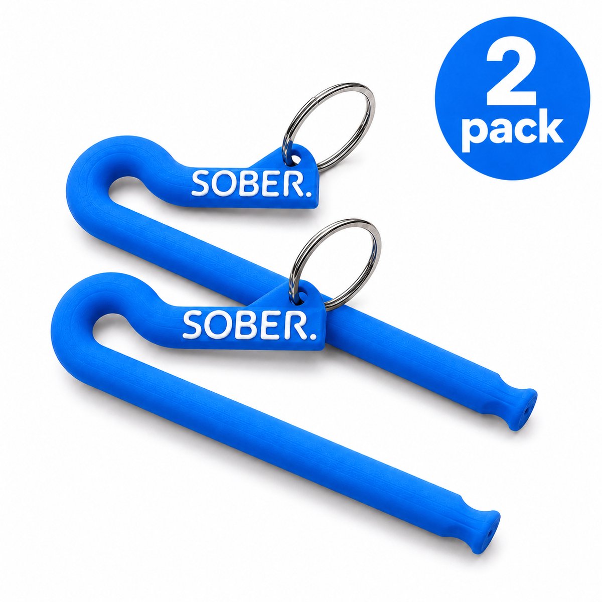 SOBER. Ad Rietje Blauw – 2-Pack – Studentencadeau – Herbruikbaar Feest Rietje – Rietad