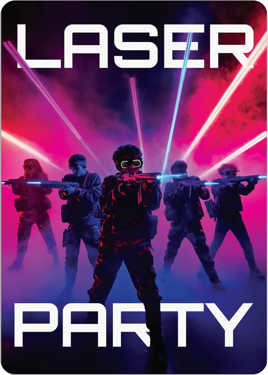 SnelShoppen - Uitnodigingskaarten voor Verjaardagen en Feestjes - 12 Aanpasbare Kaarten voor jouw LASER GAME Feest! Unieke Feestuitnodigingen voor Kin
