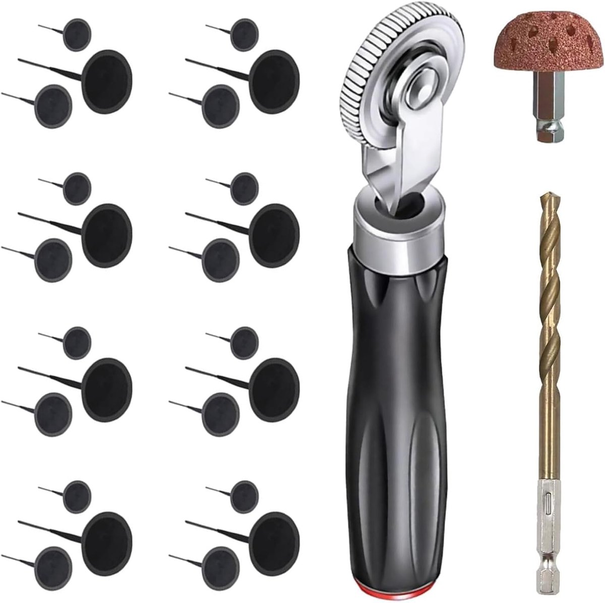 SnelShoppen - 27-delige Bandenreparatieset, Heavy Duty Bandenreparatieset met Stopper, Bandenpatch voor Scooter, Auto, Motor, ATV, Vrachtwagen, Tracto
