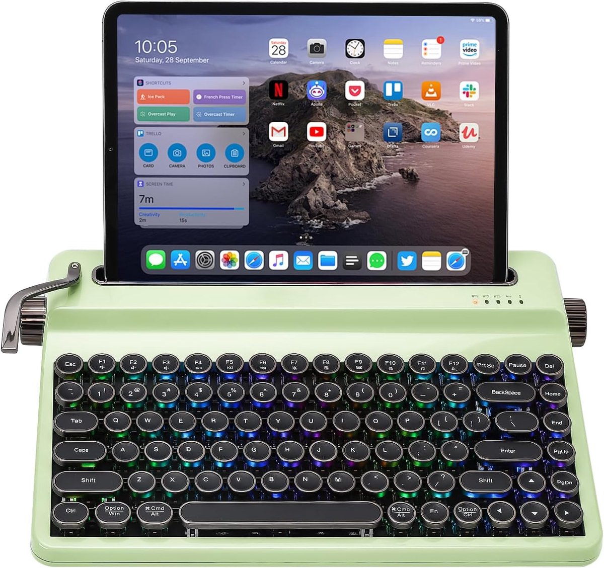 SnelShoppen - Retro Mechanisch Toetsenbord QL75 - Draadloos Typewriter Keyboard - Hot Swappable met RGB Verlichting - QMK/VIA Programmeerbaar - Multi-