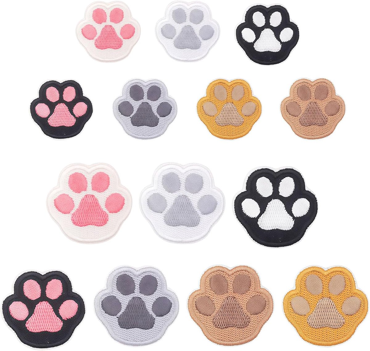 SnelShoppen - 14 Stuks Strijkpatches Hondenpootjes - Strijkafbeeldingen voor Volwassenen en Kinderen - Creatieve Patches voor Textiel - Decoratieve St