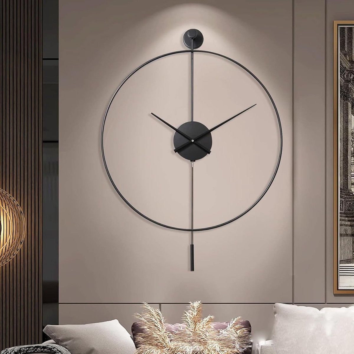 Thijox - Moderne analoge wandklok 50 cm, geruisloos kwartsuurwerk, minimalistisch rond design, Scandinavisch voor slaapkamer, woonkamer, keuken en kan