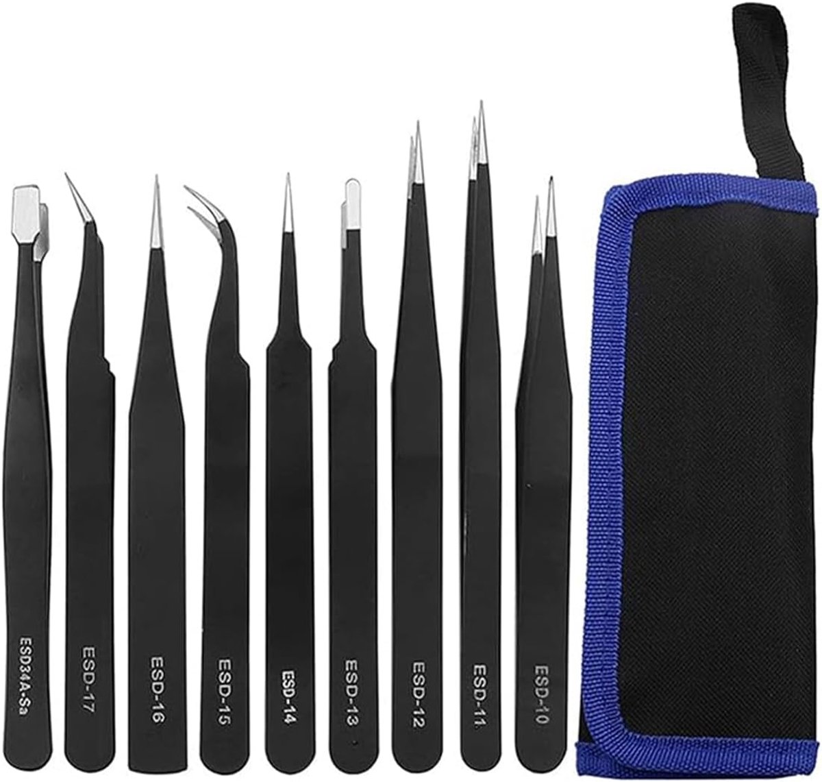Thijox - Precisie Pincet Set (9 stuks) voor Elektronica, Sieraden, Ambacht & Laboratoriumwerk - Roestvrij Staal, Antistatisch, Nauwkeurig en Comfortab