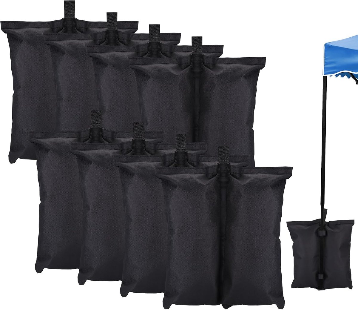 SnelShoppen - 8 Stuks Tuinhuisje Zandgewichten, Zware Zandzakken voor Pop-up Luifeltent, Terrasparaplu & Trampolines - Verzwaarde Voetentas, Zwart - Z