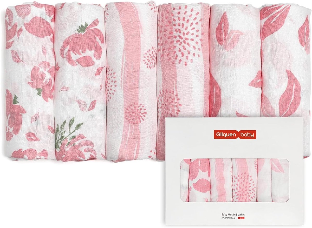 SnelShoppen - Set van 6 Mousseline Slabbetjes voor Baby's - 70x70 cm - Absorberend en Ademend Katoen - Ideaal voor Voeden, Schoonmaken en Bedekken - M