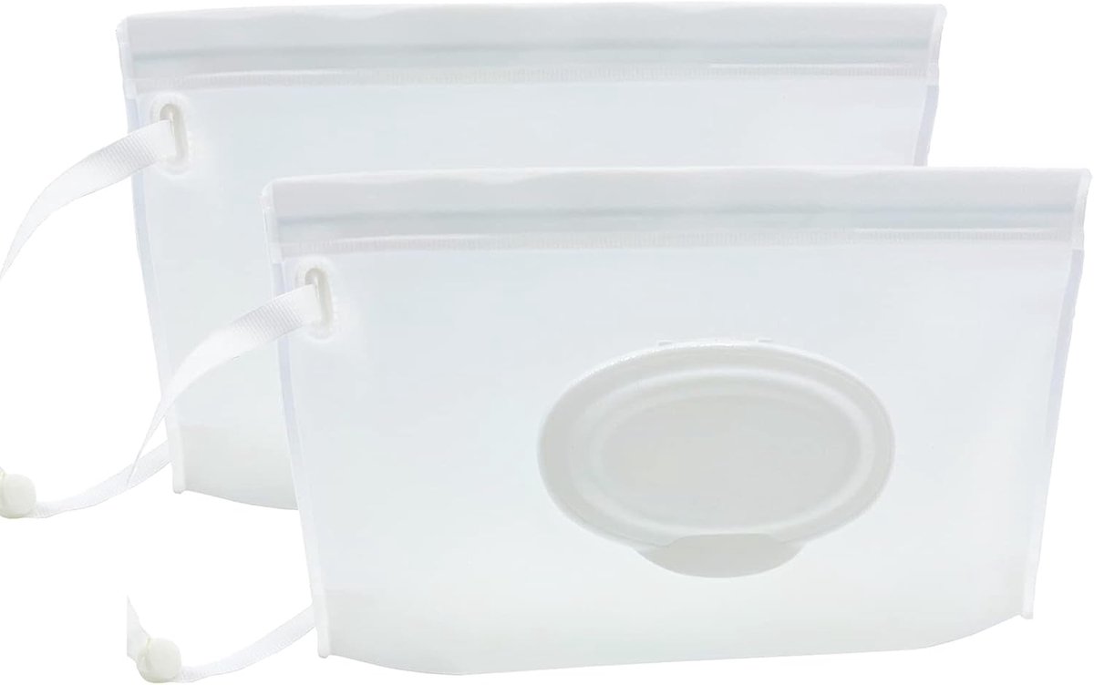 SnelShoppen - Draagbare Nat Veeg Pouch Dispenser 2 Stuks, Herbruikbare Baby Luier Verwijderingstassen, Navulbare Clutch Houder voor Natte Doekjes, Tra