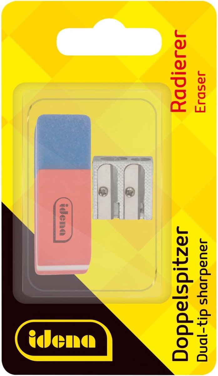 Thijox - Gum en Dubbele Puntenslijper Set - 2 Stuks - Ideaal voor School - Metalen Slijper voor Standaard en Dikke Potloden - Geschikt voor Potlood en