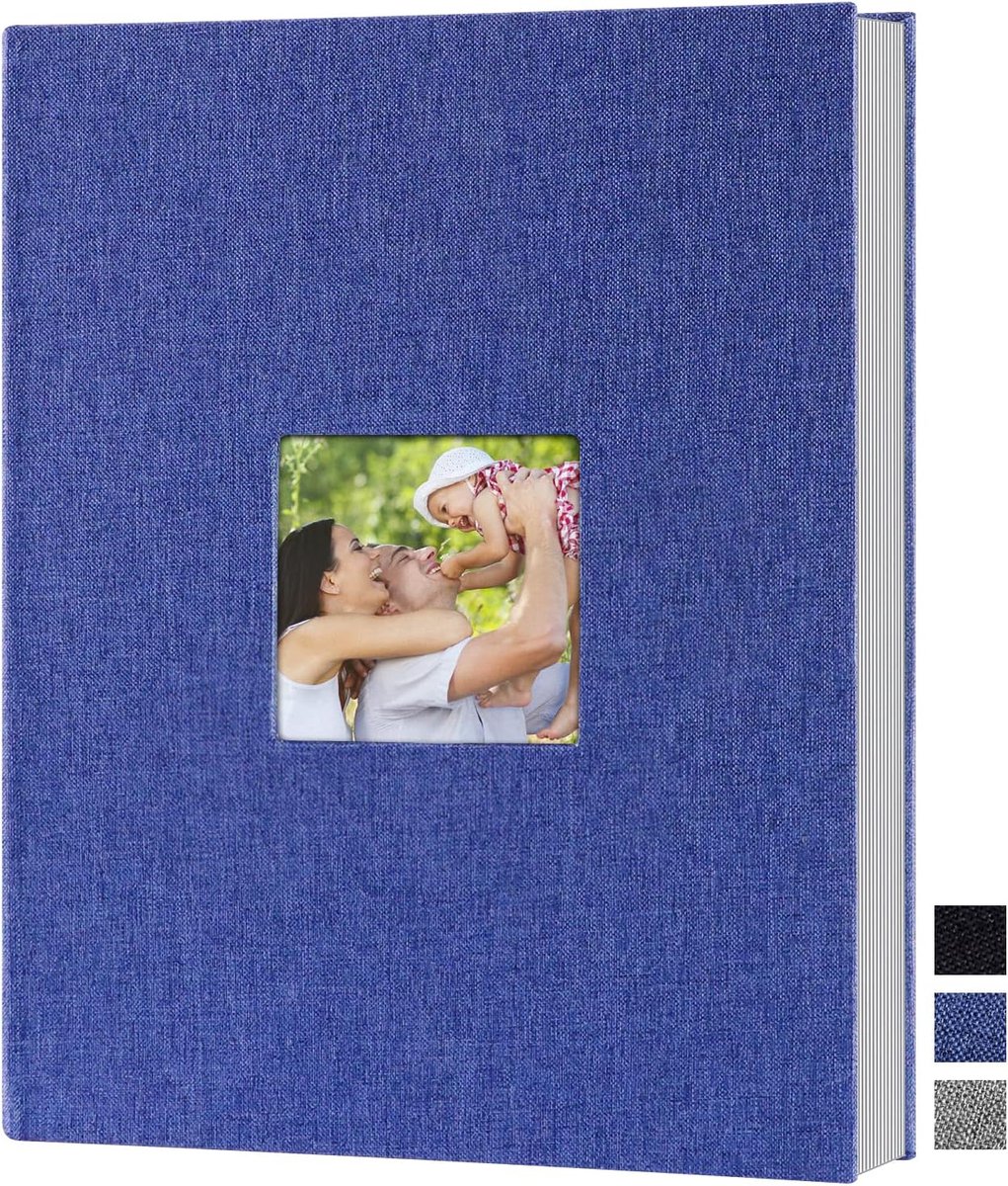SnelShoppen - A4 Fotoalbum Insteekalbum voor 50 Foto's - Linnen Omslag Blauw - 50 Pagina's voor Feest, Herinneringen, Vakantie en Kinderen