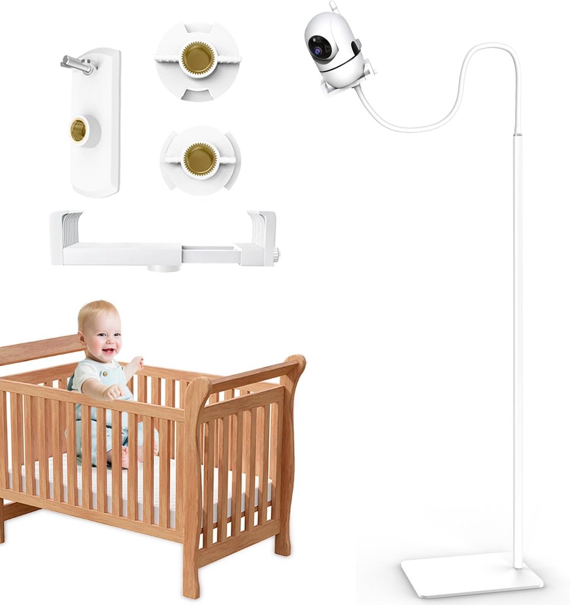 SnelShoppen - Baby Monitor Vloerhouder Mount - Verstelbare Hoogte voor Baby Optics DXR-8 PRO, Compatibel met Diverse Monitoren, 1/4 Schroefbevestiging