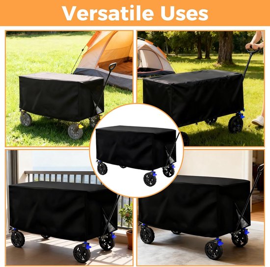 SnelShoppen - Waterdichte Afdekking voor Bolderwagen en Tuinwagen - Opvouwbare Bescherming tegen Stof, Zonlicht, Sneeuw en Water - Zwarte Oxford-stof, — afbeelding 5