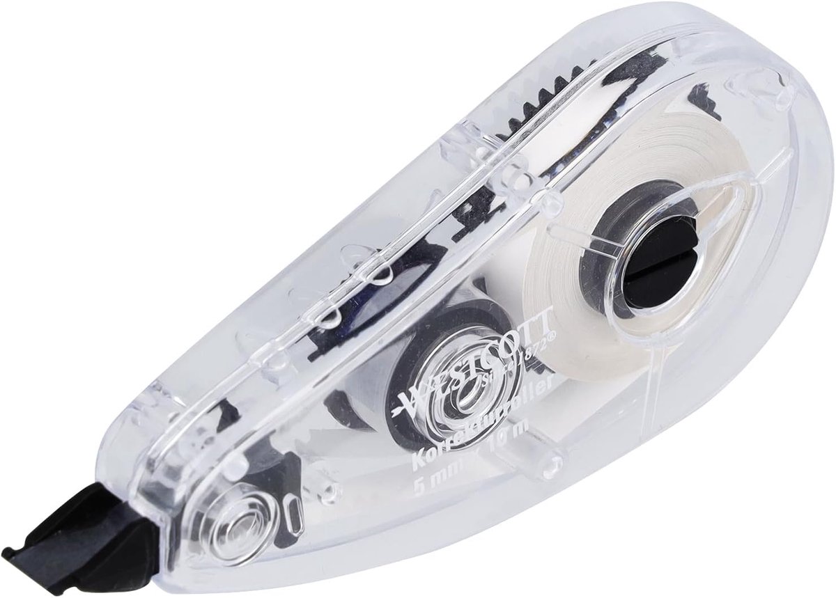Thijox - Correctieroller 10 m x 5 mm, witte ondoorzichtige correctielaag, nauwkeurige en dekkende correctie, direct beschrijfbaar, ideaal voor kantoor