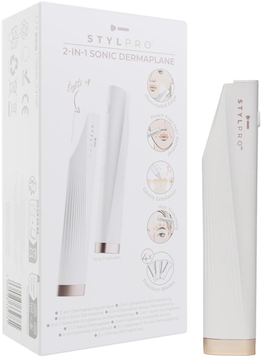 Thijox - 2-in-1 Sonic Dermaplane & Trimmer - Draadloos, Oplaadbaar, Verlichte Rand - Perfect voor Wenkbrauwen, Peperpluis, Bikinilijn - Pijnloze Peeli