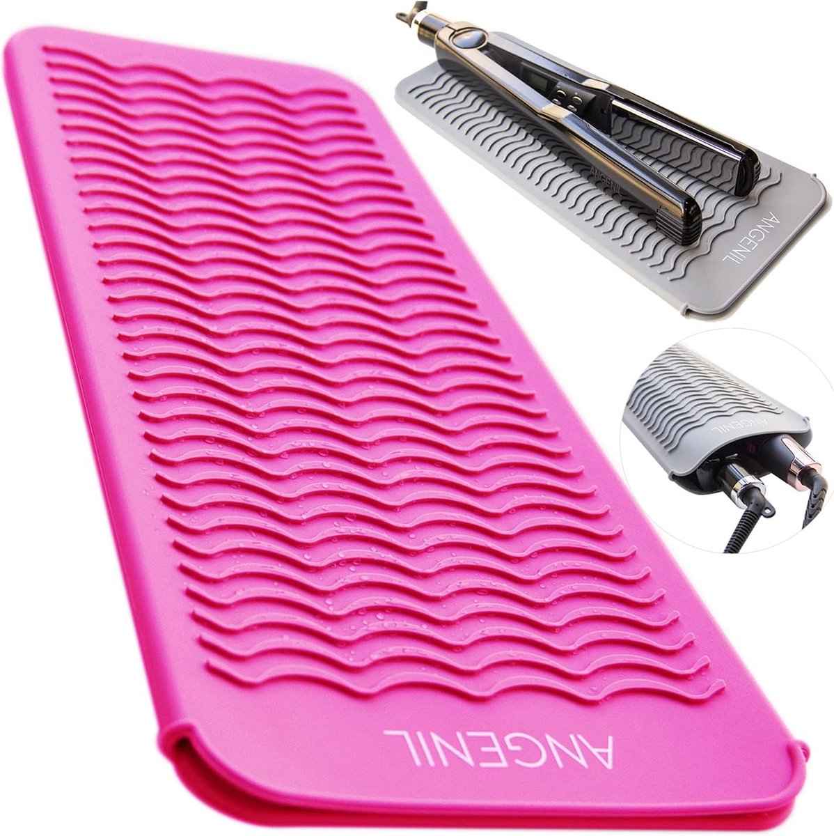 SnelShoppen - ANGENIL 2-in-1 Slip Siliconen Mat Pouch voor Stijltang en Krultang, Professionele Titanium Keramische Styling Tools, Food Grade Silicone