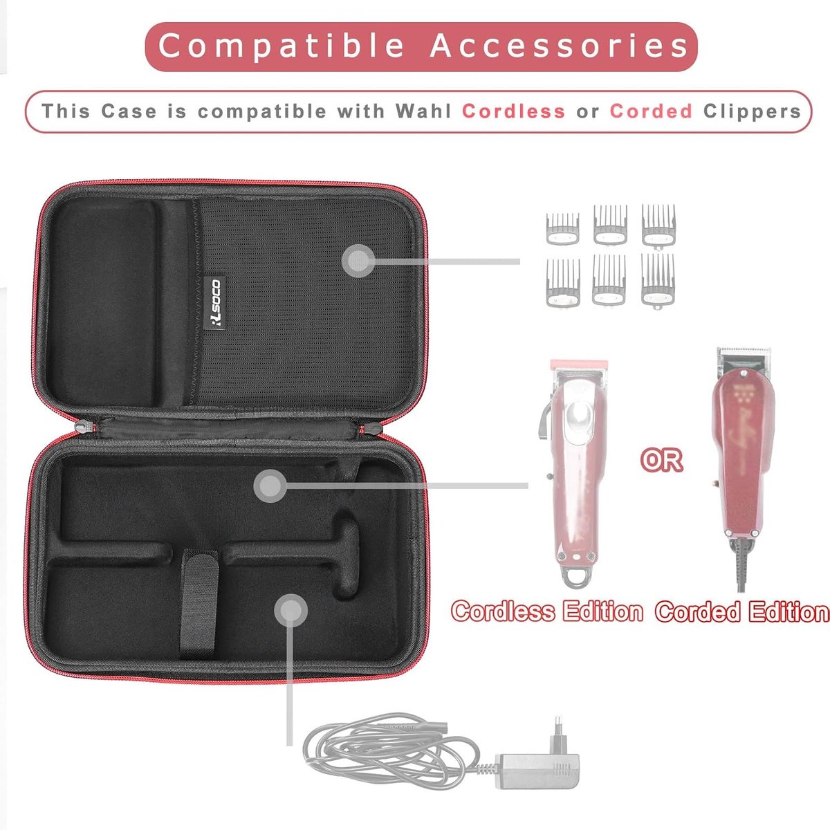 SnelShoppen - Hardcase Hoes voor Draadloze Tondeuse, Perfecte Pasvorm, Duurzaam EVA, Bescherming, Accessoires Organizer, Ideaal voor Kappers en Thuisg
