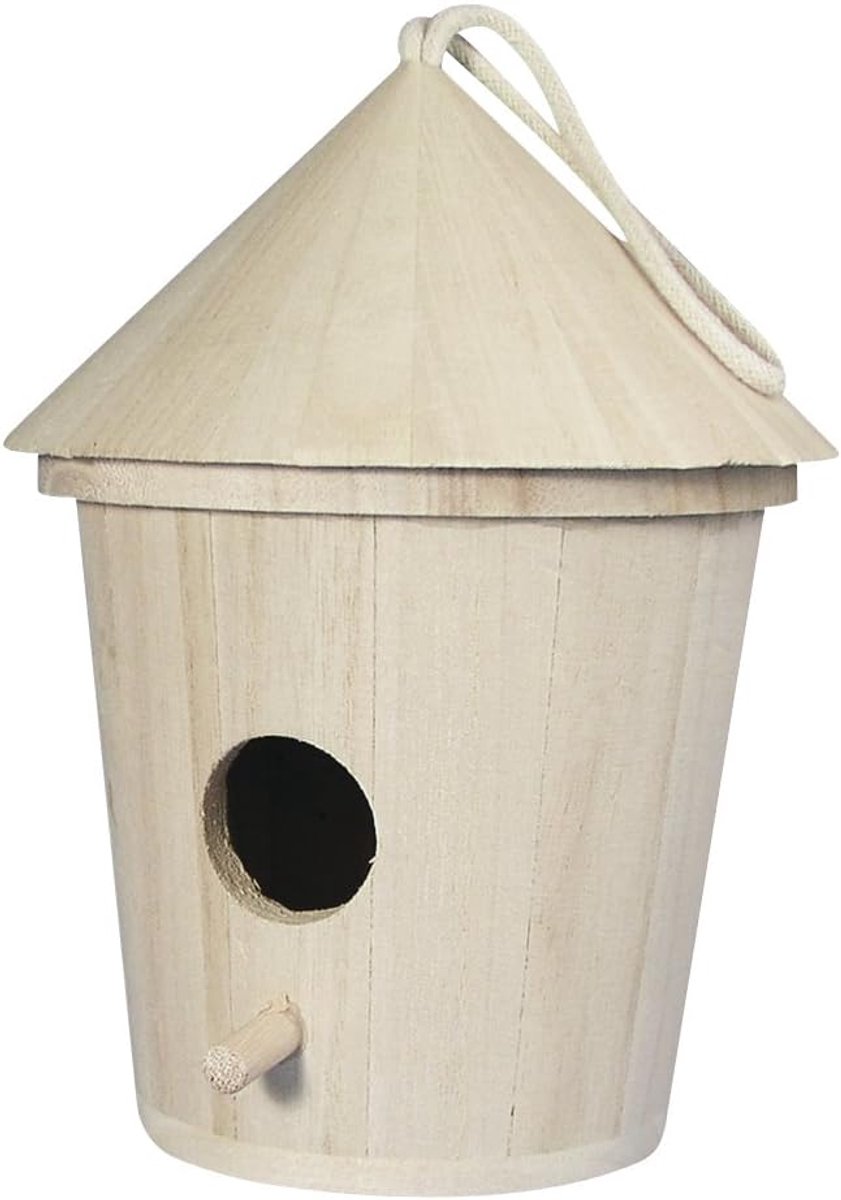 Thijox - Houten Vogelhuisje 16 cm FSC Mix, Creatief Knutselen voor Tuin, Camping, Kinderen, Feest, DIY Projecten, Natuurlijke Kleur, Vogelhuisje voor