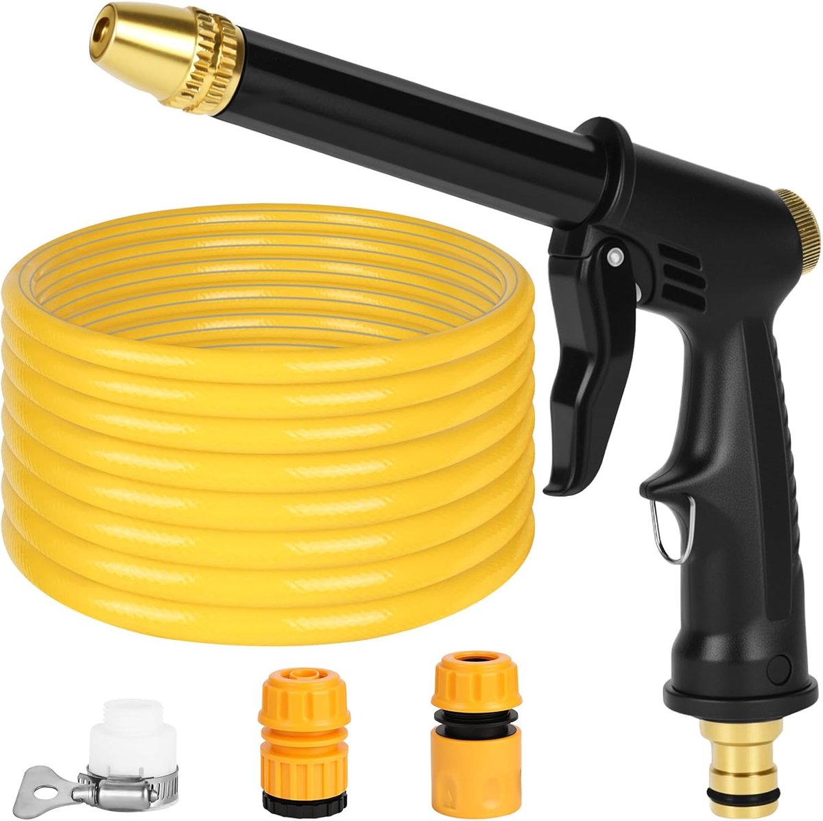 SnelShoppen - Tuinslang PVC 5 m 1/2 inch met Hogedruk Spuitpistool, 2 Standaardaansluitingen, Universele Aansluiting, Knikbestendig voor Tuin, Autowas