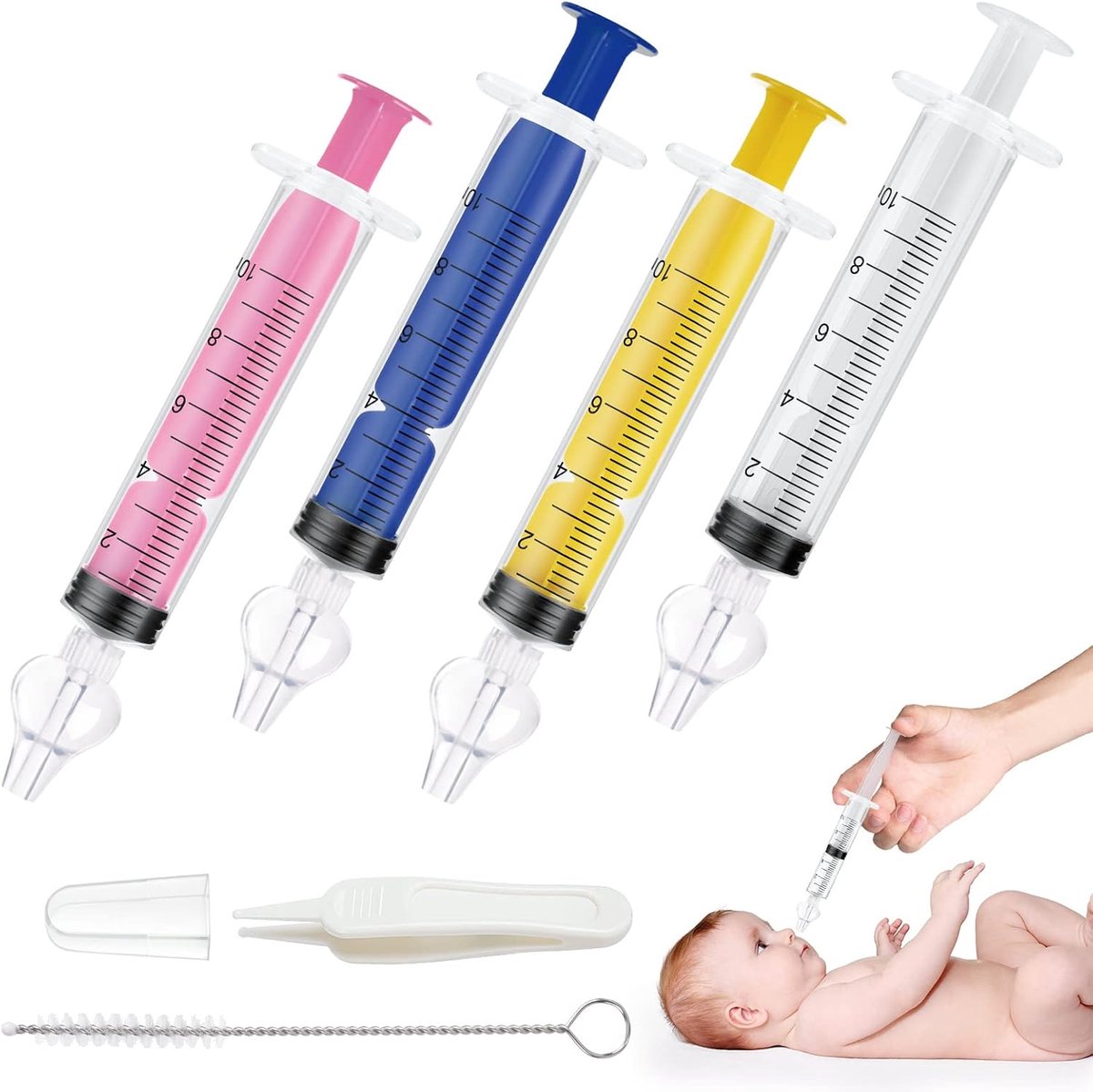SnelShoppen - Baby Neus Irrigator, Silicone Neuszuiger, Handmatig, Wasbaar en Herbruikbaar, Inclusief Rietje en Clip, Veilig en Comfortabel voor Baby'