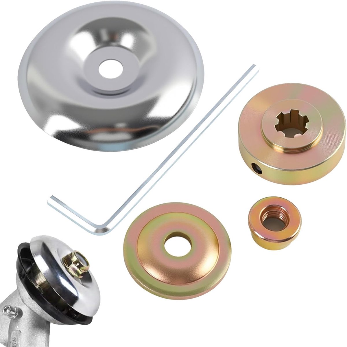 SnelShoppen - Brush Cutter Reparatiekit, 10-delige Set met Metalen Moeren en Adapter voor Blades, Bevestigingsplaten voor Grasmaaiers en Tuingereedsch