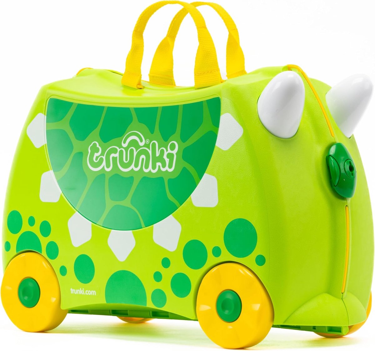 SnelShoppen - Trunki Kindersuitcase Dudley De Dinosaurus - Groene Reiskoffer Voor Kinderen - Speelgoed & Bagage - Ideaal Voor Vakantie, Vliegreis & Da