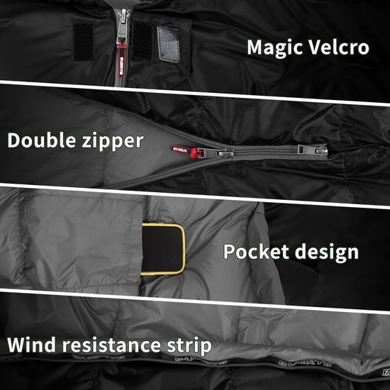 SnelShoppen - Lichtgewicht Dons Slaapzak voor Volwassenen - 680FP - 4 Seizoenen - Geschikt van 15 tot -12°C - Ideaal voor Kamperen, Backpacken en Hike — afbeelding 4