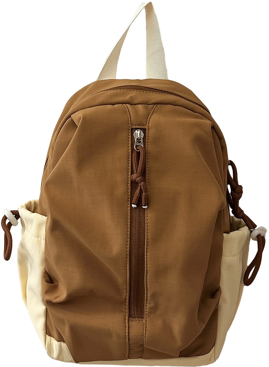 Stijlvolle Casual Rugzak - Compacte Dagrugzak voor School en Kantoor - Minimalistische Backpack voor Dames en Heren - Duurzame Tas - 20x12x32cm - Diep Kaki