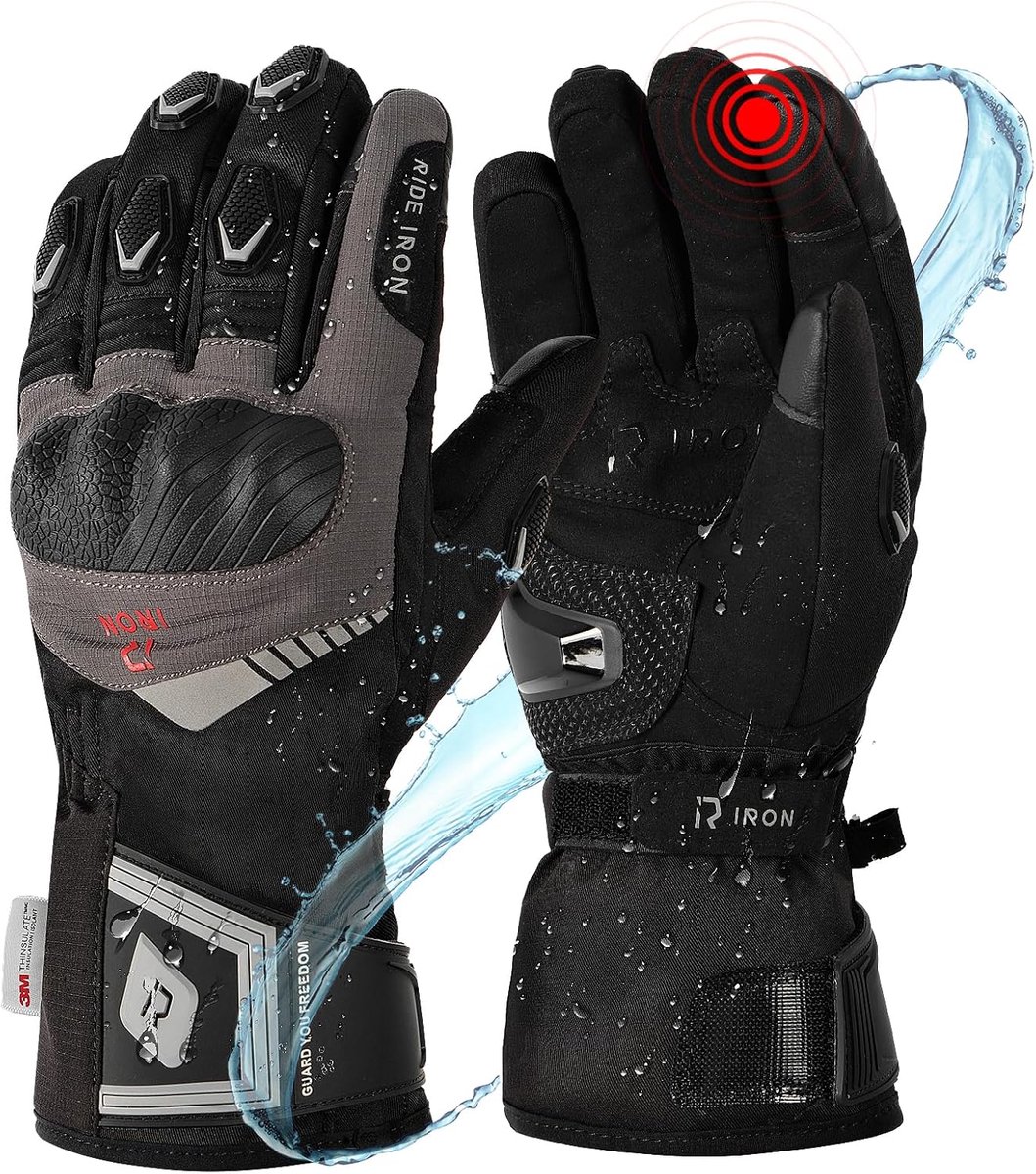 SnelShoppen - Motorrijden Handschoenen voor Mannen - Warm, Waterproof, Touch Screen, Verstevigde Zones, 3M Isolatie, Maat M, Ideaal voor Koude Weersom