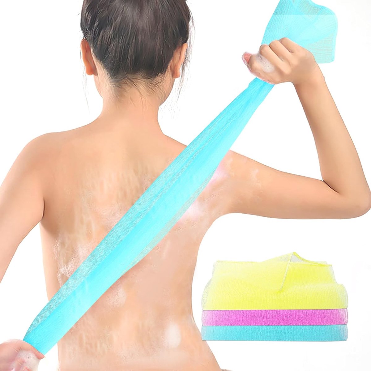 SnelShoppen - 3x Exfoliërende Wasdoek Japanse Lichaam Achter Scrubber Koreaanse Exfoliërende Loofah Towel Beauty Douche Loofah Spons Cleaner Scrub Was