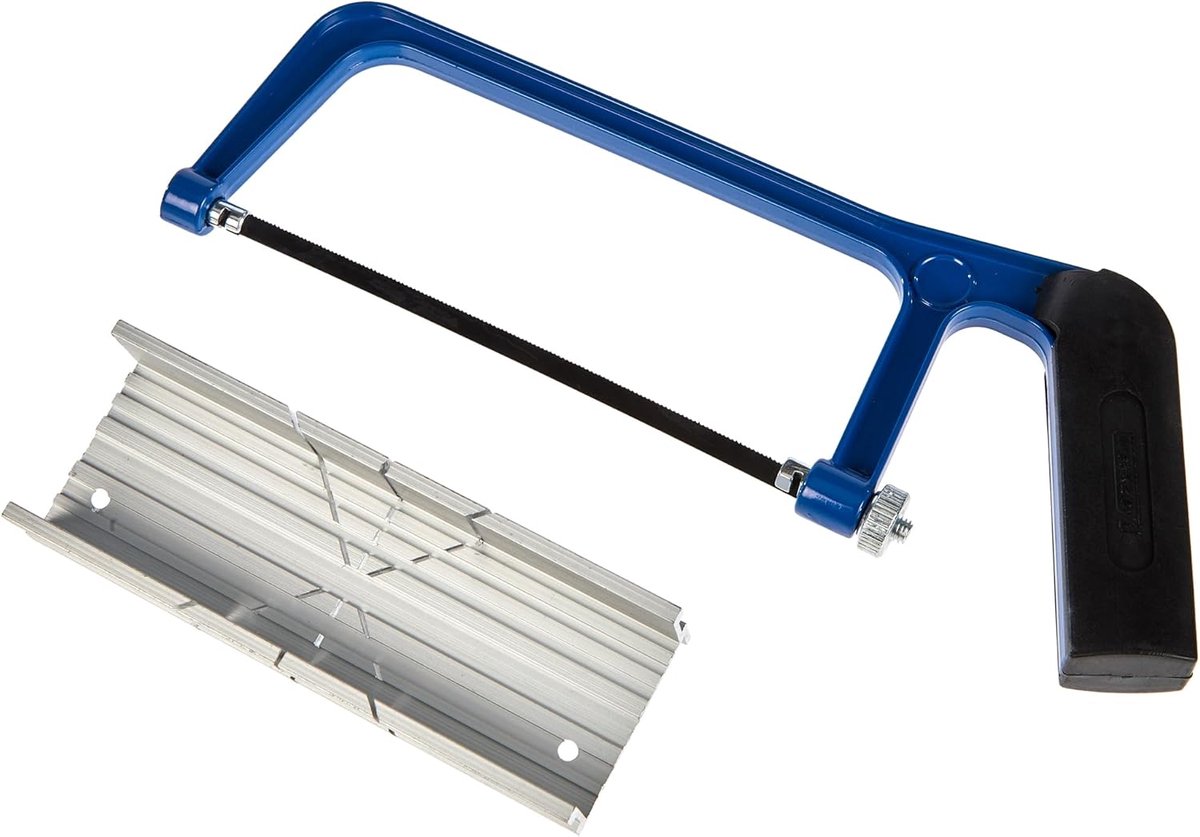 SnelShoppen - Multifunctionele Zaagset Aluminium 2-Delig - Blauw/Zwart - Precisie Zaag met Metaal Zaagblad 150 mm - Aluminium Snijtray 140 x 40 x 20 m