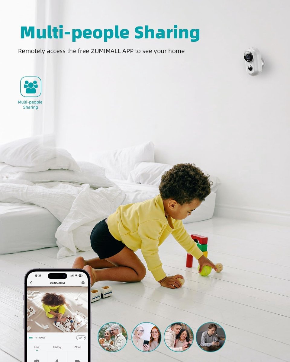 SnelShoppen - 2K Outdoor Beveiligingscamera met Batterij, 2 Stuks, Magnetische Montage, 3MP Kleur Nachtzicht, PIR Persoon Detectie, IP66 Waterdicht, 2
