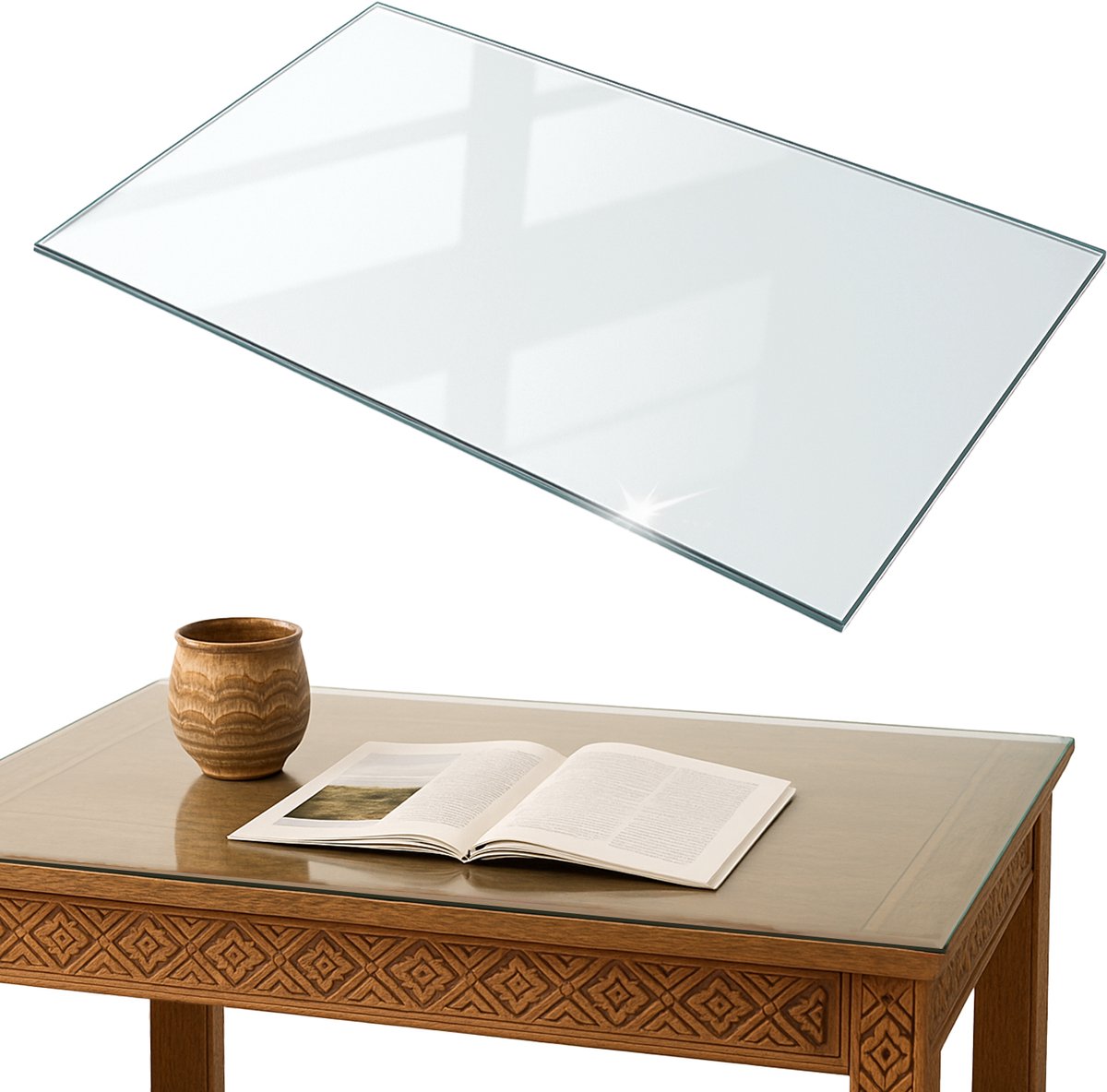 ArtPrintCave Transparant Glazen Tafelblad - 100x70 cm - Tafelblad Rechthoek - Glasplaat - Eettafel Met Glasplaat - Terrastafel