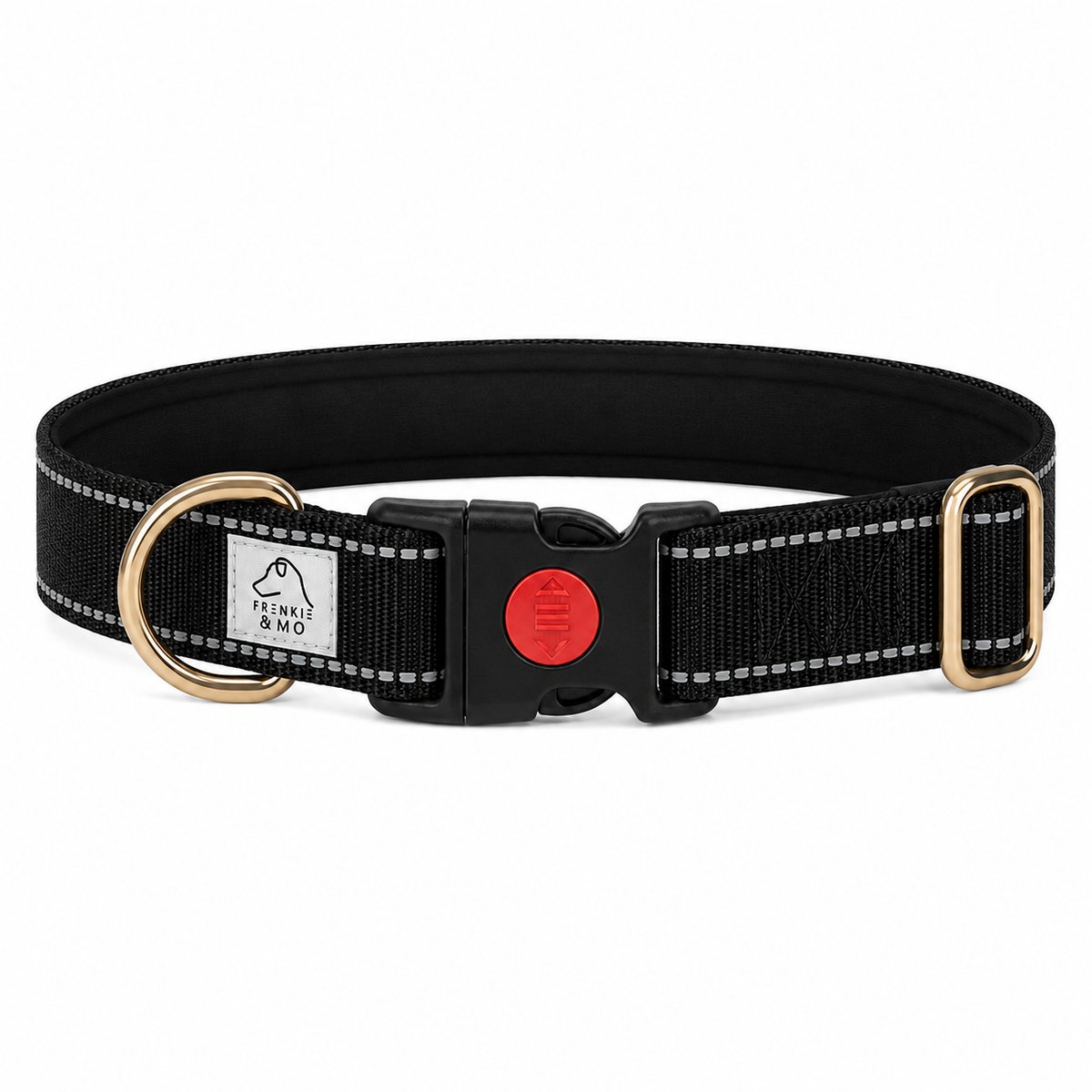 Honden Halsband - Reflecterende Stiksels - Nylon Halsband Hond - Hondenhalsband - Maat M - Zwart