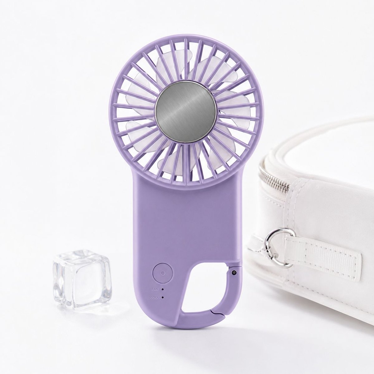 VHV-Draagbare Koelventilator met IJskoeling - Handheld Koelapparaat met Halfgeleider Technologie - Oplaadbare IJsfventilator voor Warme Dagen - Compact en Draagbaar - Paars
