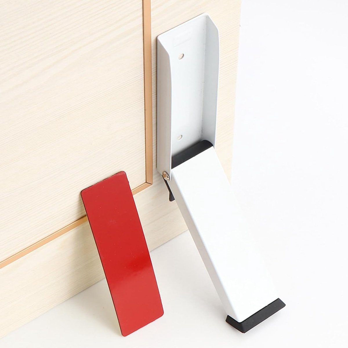 SnelShoppen - Deurstopper Roestvrij Staal, Antislip, Zelfklevend, Duurzaam, Geen Boren, Wit, Ideaal voor Thuis, Kantoor, Slaapkamer en Keuken