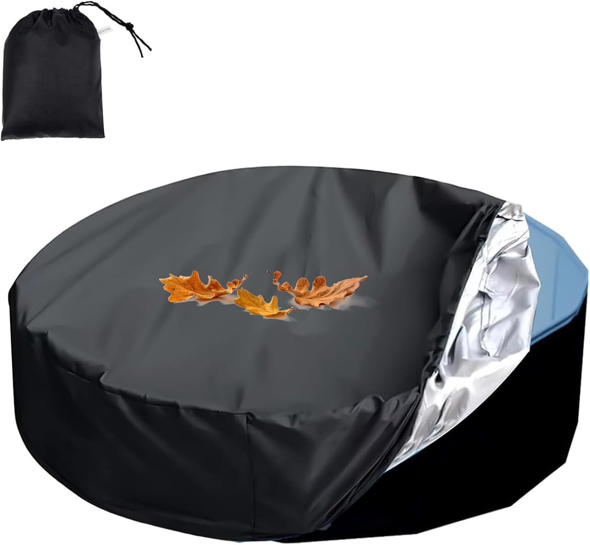 SnelShoppen - Pool Cover 305 cm Rond - UV Bestendige, Stofvrije Zwembadafdekking met Winddichte Touw en Trekkoord - Geschikt voor Alle Zwembaden - Zwa