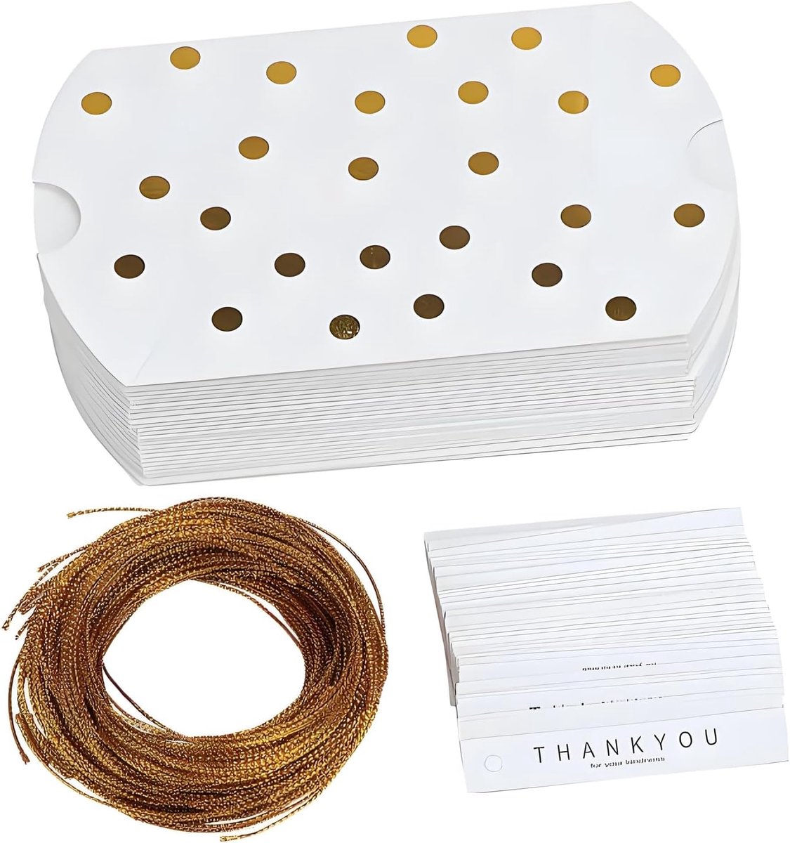 SnelShoppen - 50 Stuks Kleine Geschenkdozen, Kussen Dozen, Witte Cadeau Dozen voor Bruiloft, Feest, Verjaardag, Sweets, 9x6cm - Papieren Praline Dozen