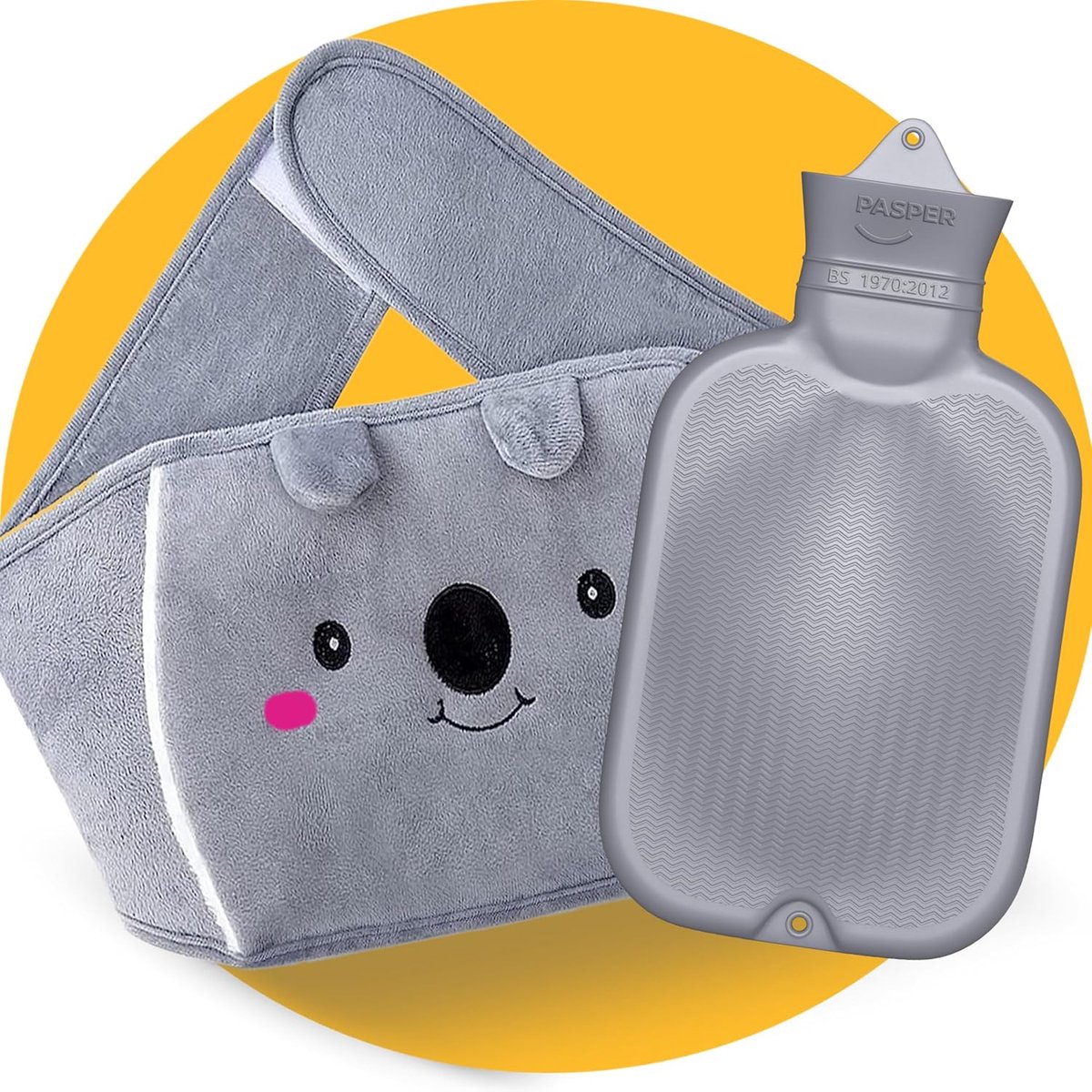 SnelShoppen - Warmwaterkruikriem 1,75 l met Overtrek - 130 cm Warmtegordel voor Buik, Rug en Menstruatiepijn - Ideaal voor Ontspanning en Spierspannin