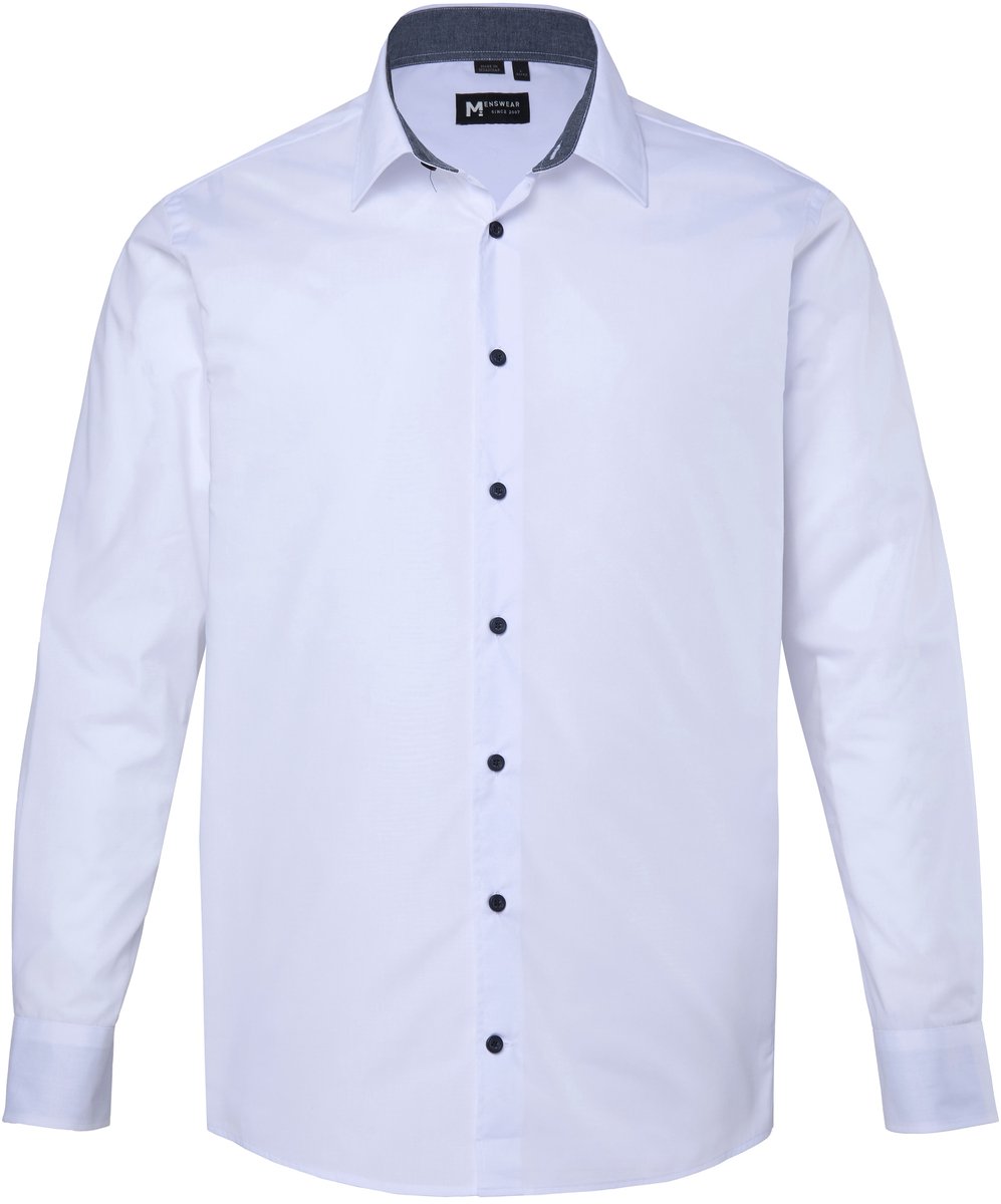 Men Plus - Heren - Zakelijk overhemd lange mouw kentkraag EasyCare comfort fit - Sneeuwwit - Maat 6XL